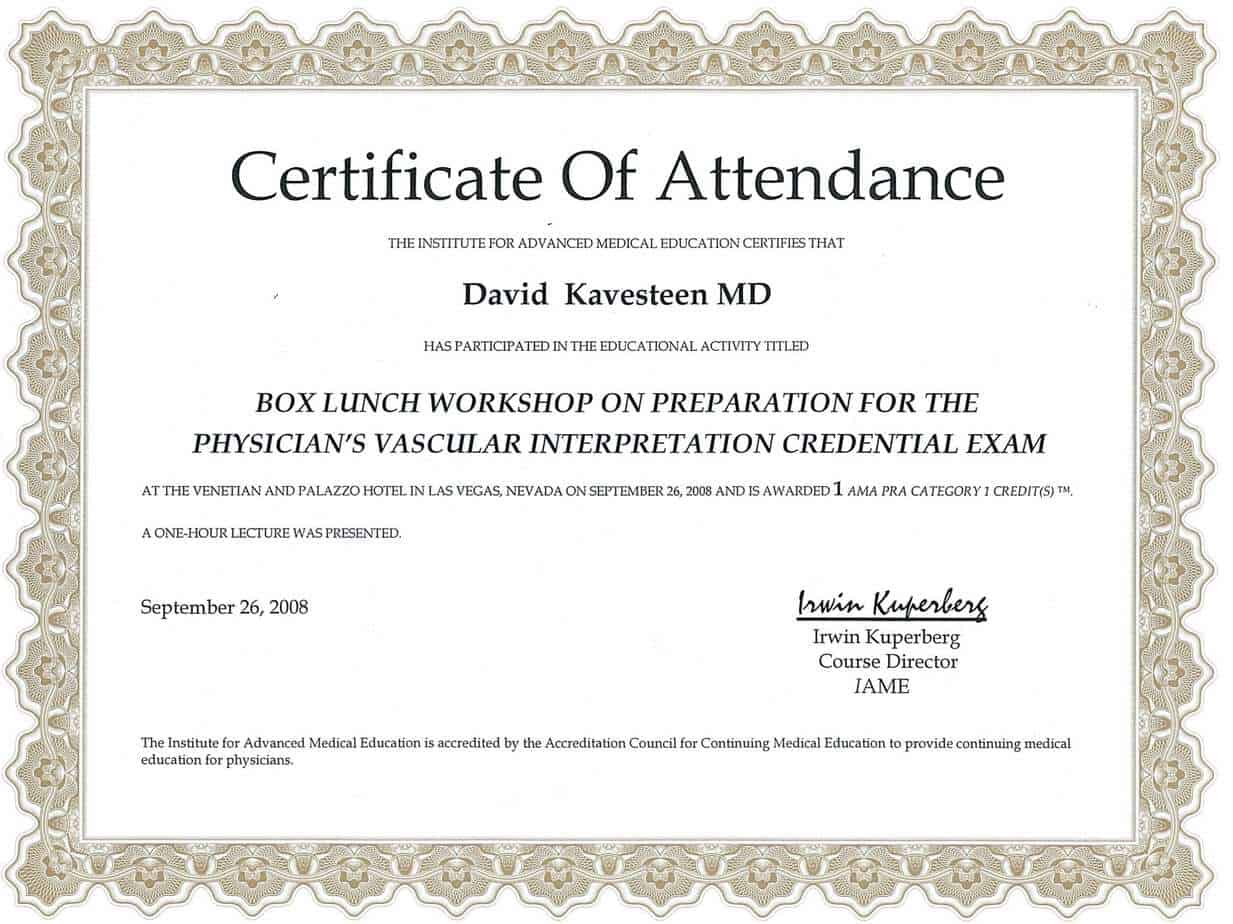 Certificate Of Attendance Template Word