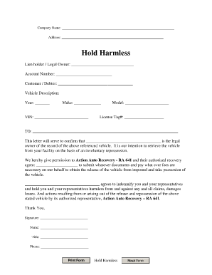 6+ Hold Harmless Agreement Forms - Word Excel Templates