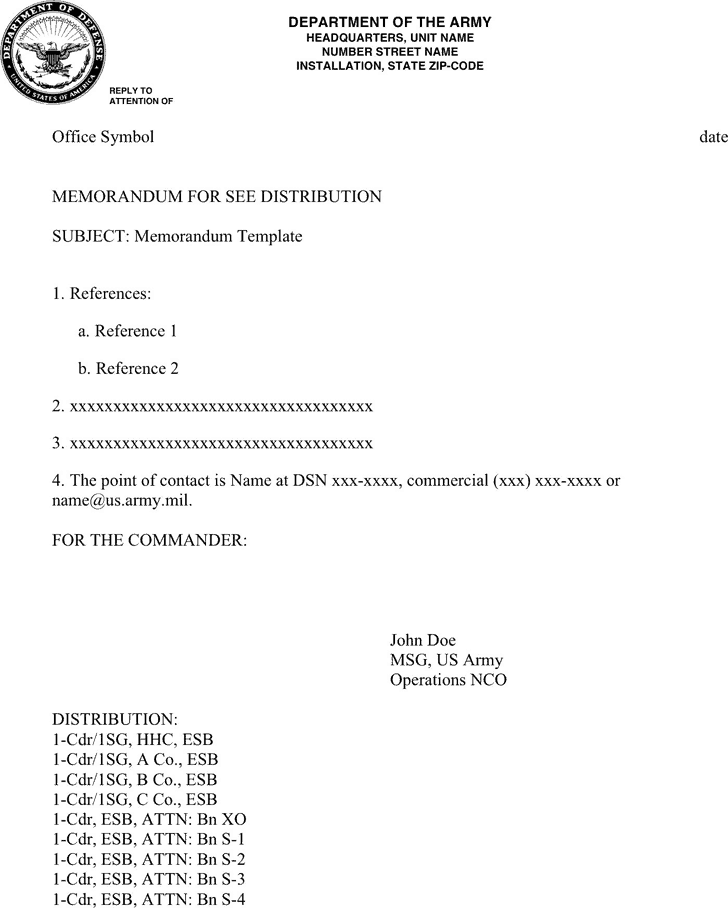 Military Memorandum For Record Format