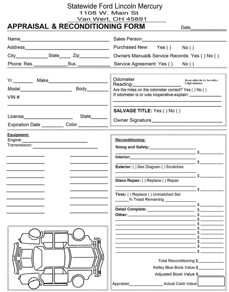 6+ Car Appraisal Forms PDF - Word Excel Templates