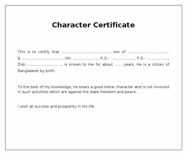 4 Character Certificates Word Excel Templates