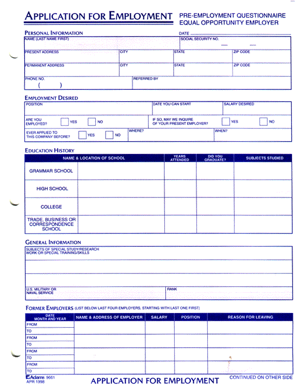 Word Job Application Template from www.wordexcelsample.com