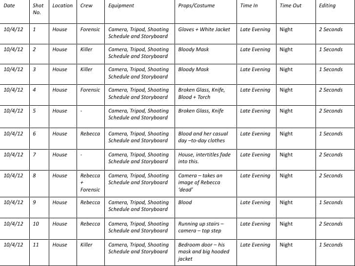 5 Shooting Schedule Templates Word Excel Templates