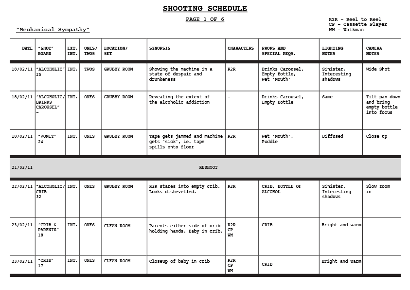 Film Shooting Schedule Template from www.wordexcelsample.com