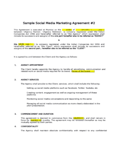 4+ Free Social Media Contract Templates - Word Excel Templates