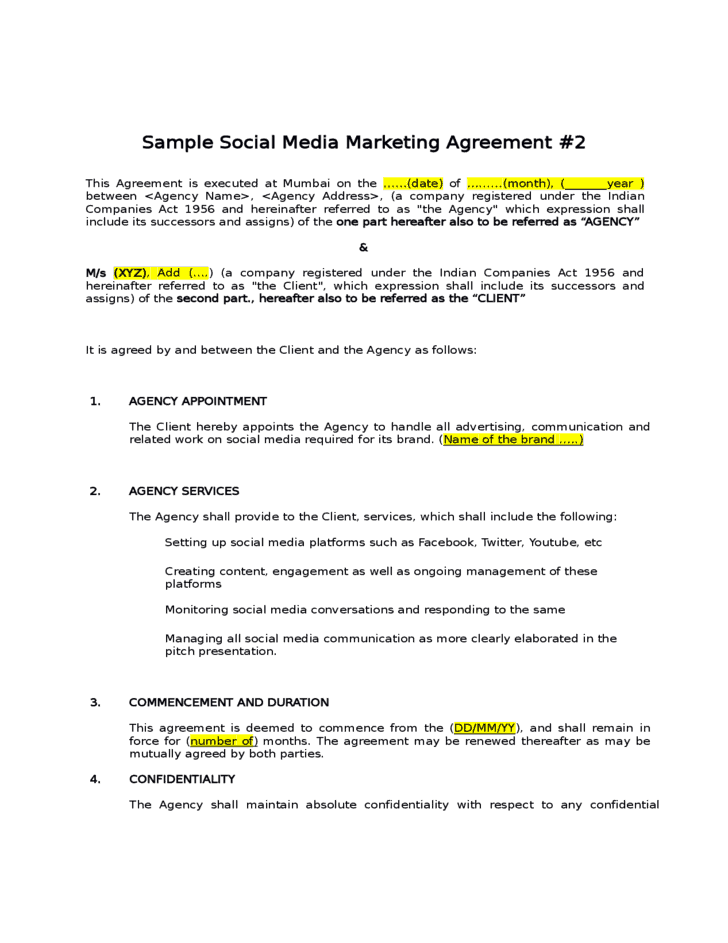 Marketing Services Agreement Template from www.wordexcelsample.com