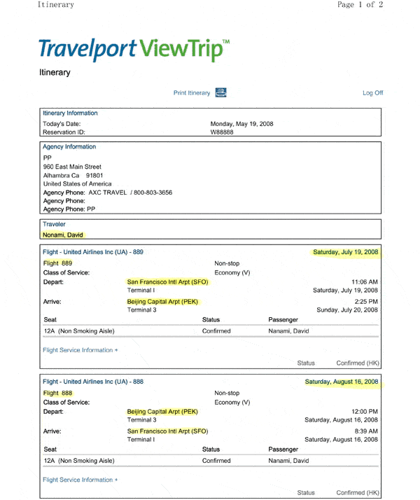 sample of travel itinerary template