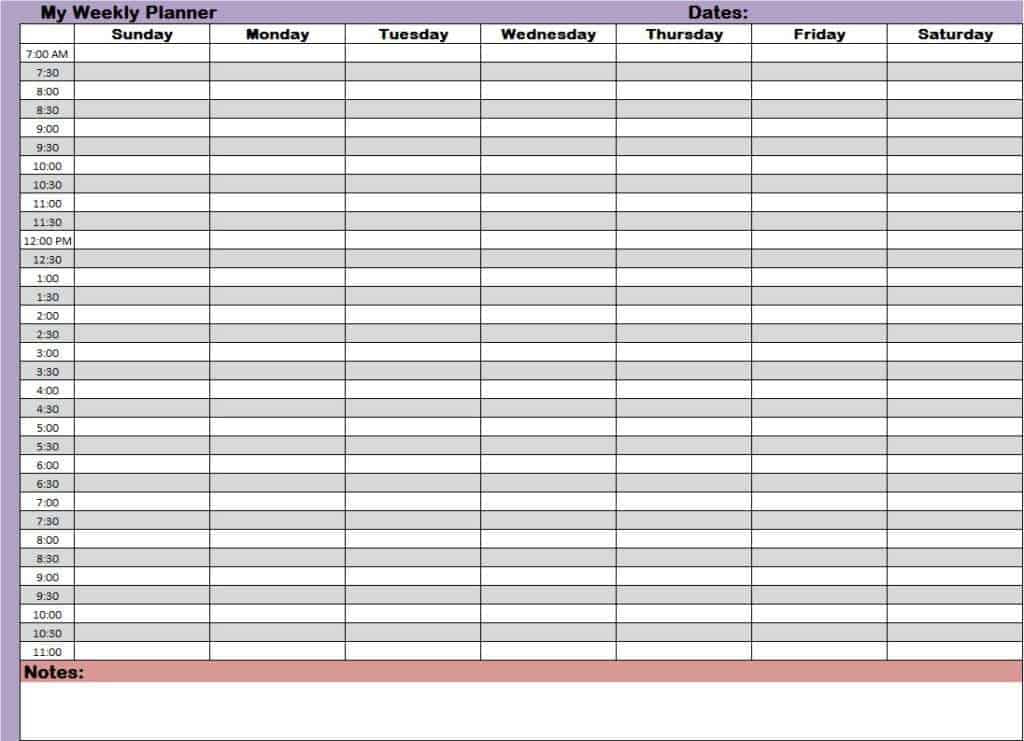 Weekly Planner Client Sample 6+ Weekly Planner Templates - Word Excel Templates