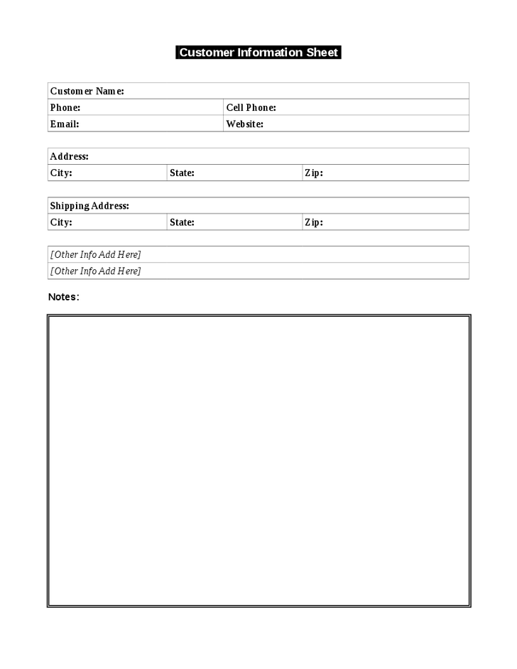 12+ Customer Information Sheet Templates Word Excel Templates