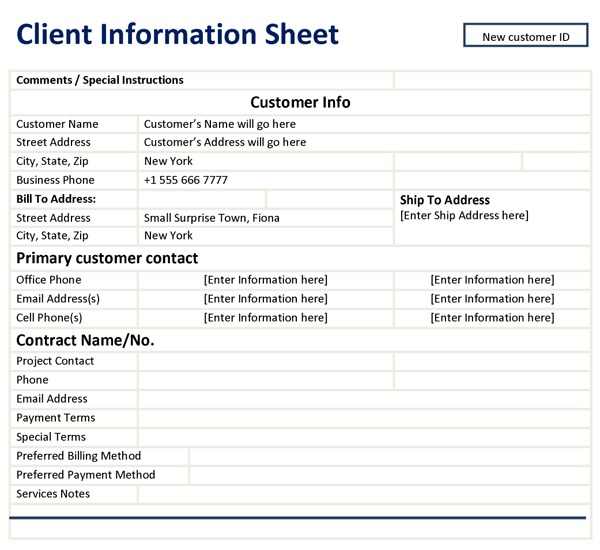 12+ Customer Information Sheet Templates Word Excel Templates