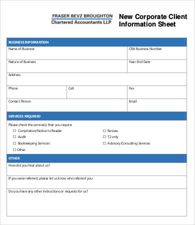 Company Info Sheet Template from www.wordexcelsample.com