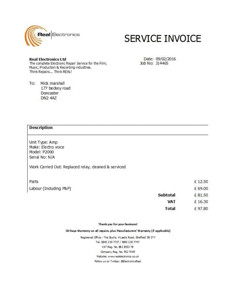 5+ Free Service Invoice Templates Word Excel Templates