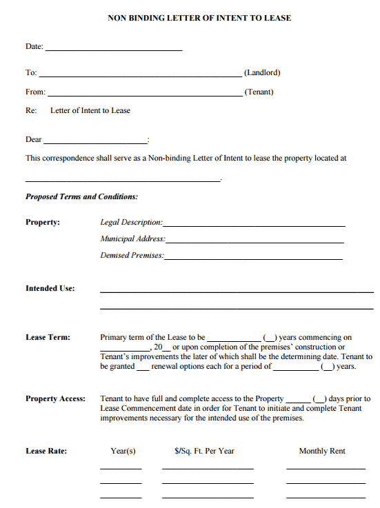 Letter Of Intent To Lease Residential Property from www.wordexcelsample.com