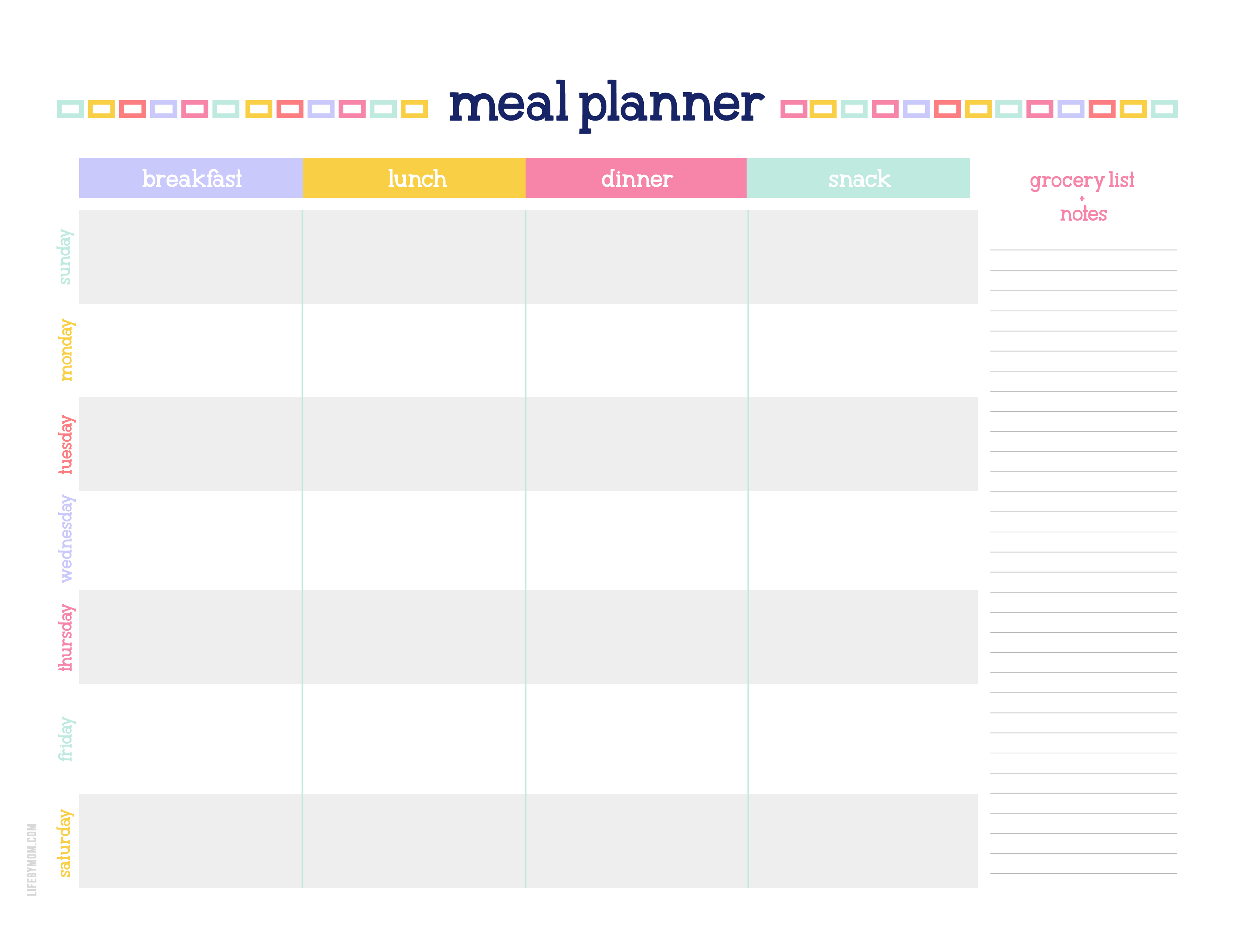 Meal Planner templates - Word Excel Templates