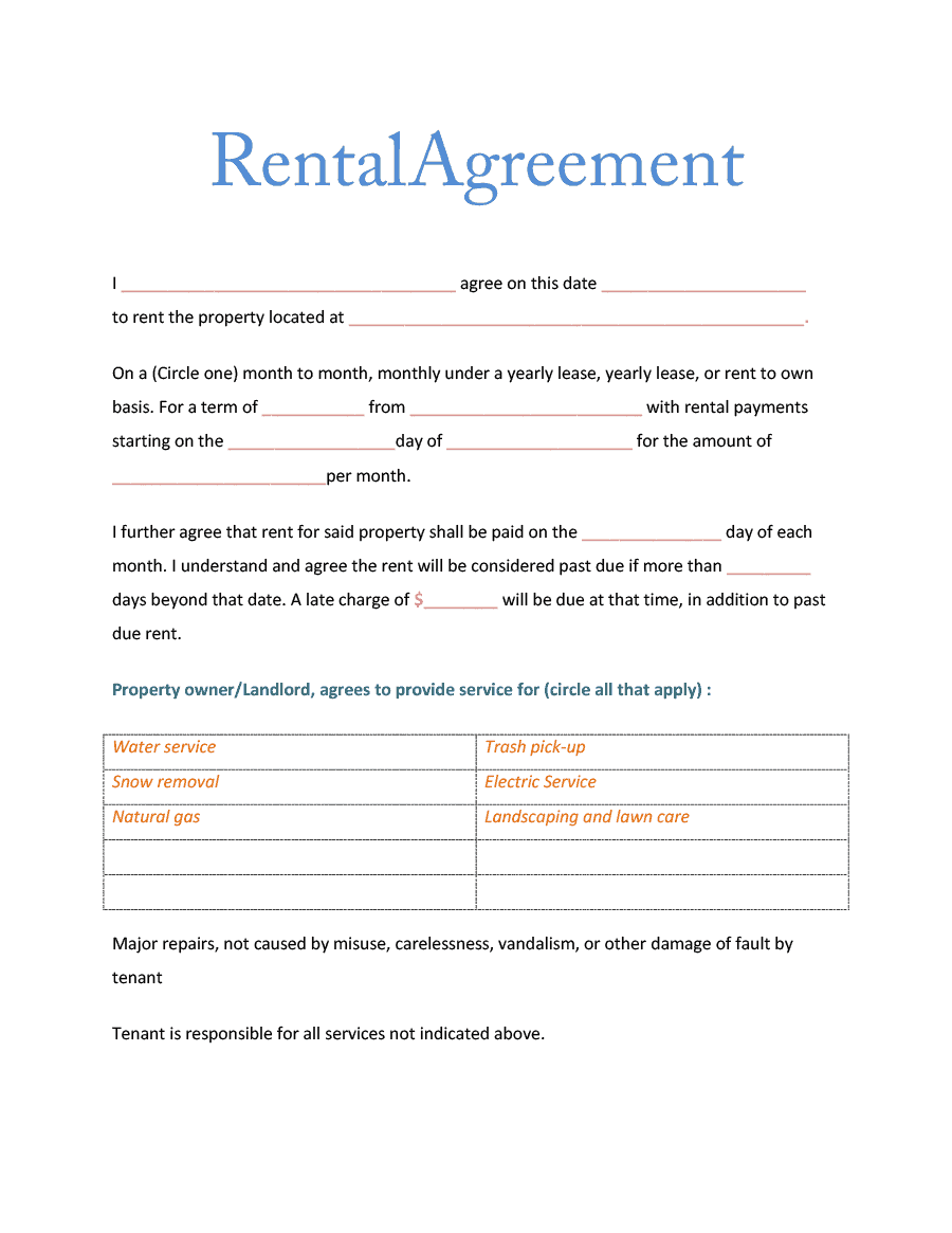 6+ Free Room Rental Agreement Templates Word Excel Templates