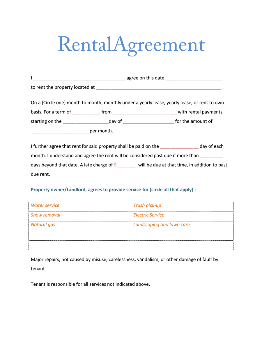 Printable Room Rental Agreement Template Word Doc Printable Templates