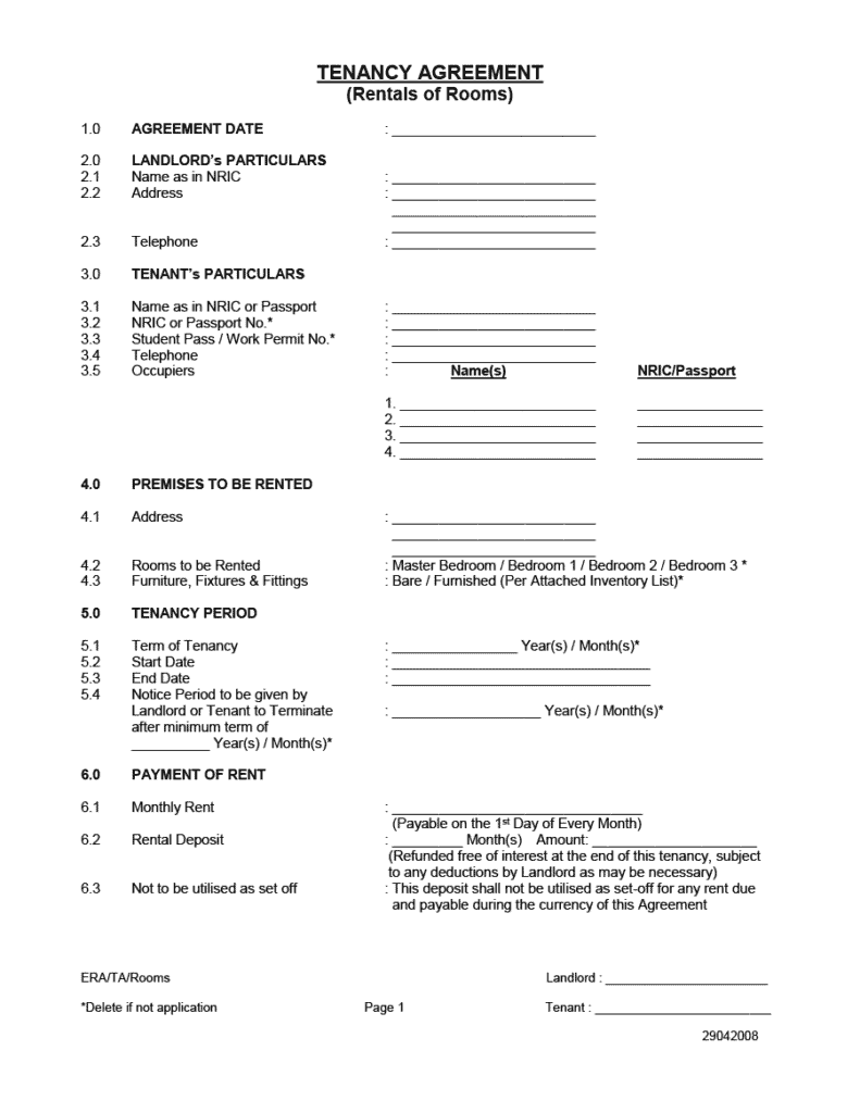 6 free room rental agreement templates word excel templates