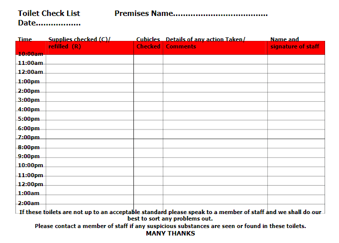 Housekeeping Charts Free Download