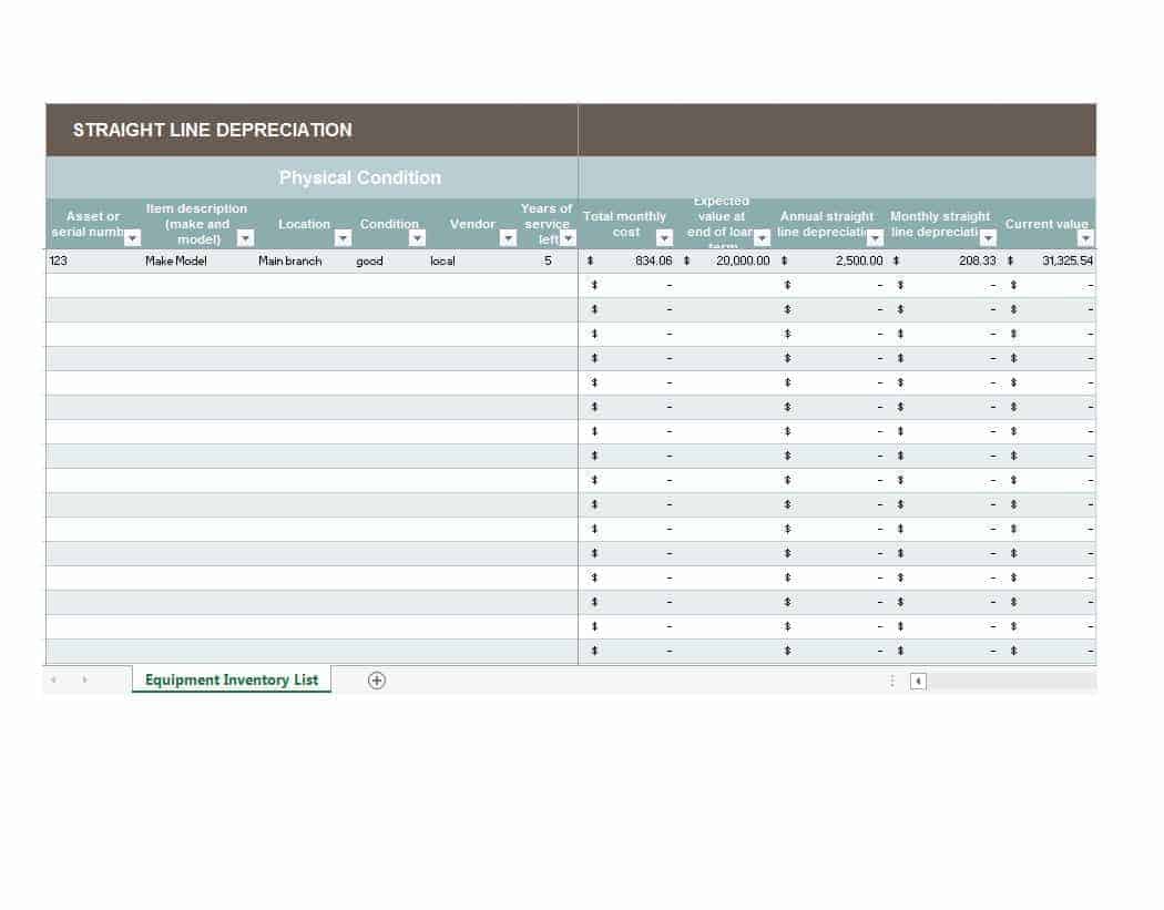 Excel Depreciation Schedule Template from www.wordexcelsample.com