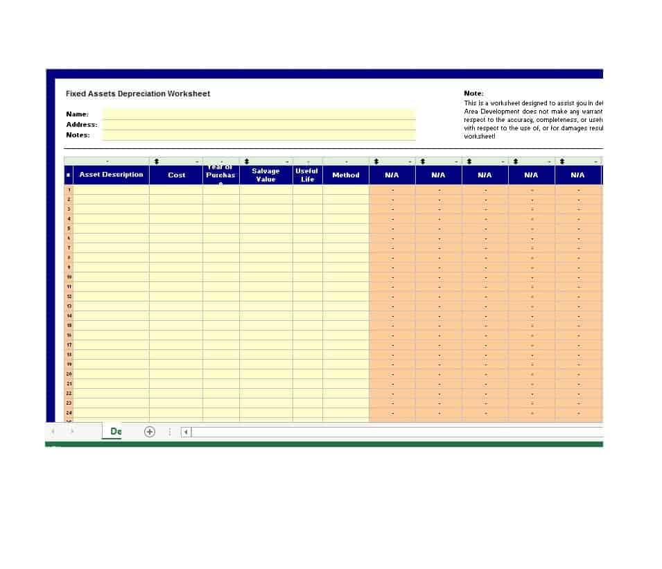 Depreciation Schedule Template Excel Free from www.wordexcelsample.com