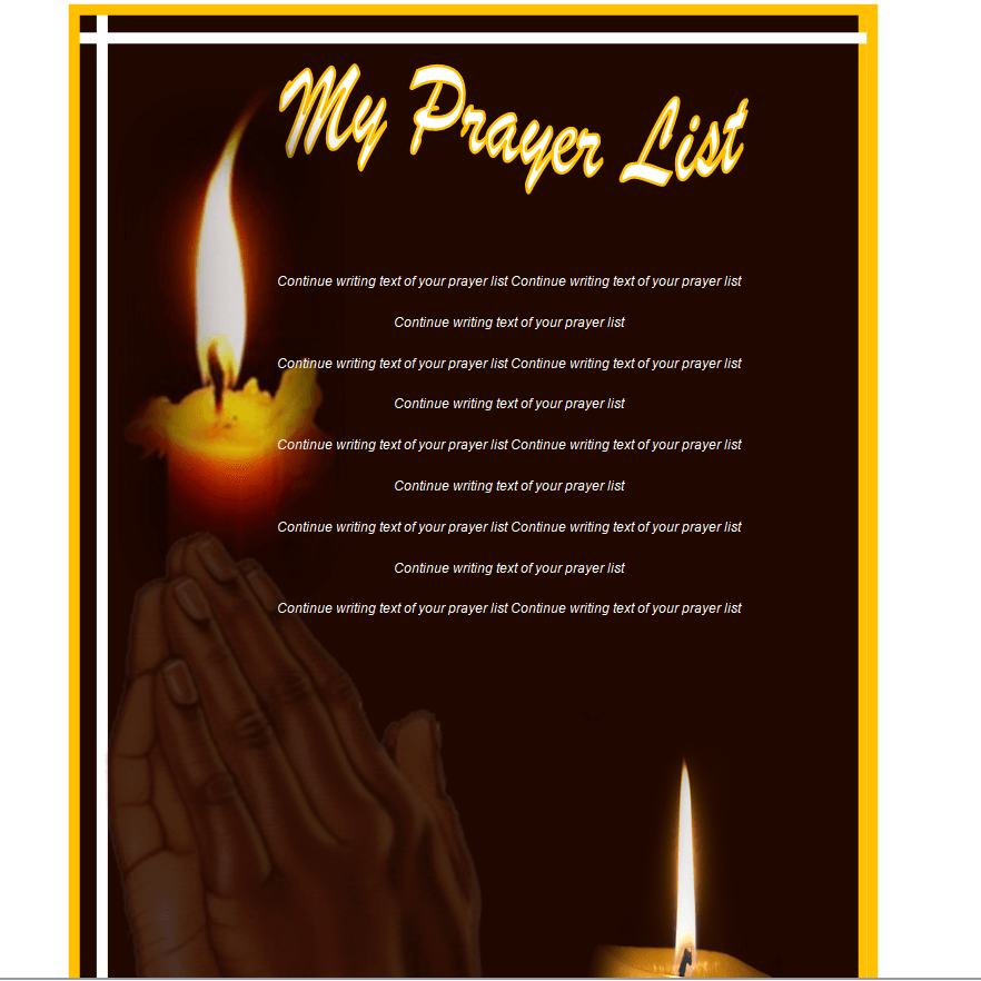 Preview of Illustrated Personal Prayer List Template in Word