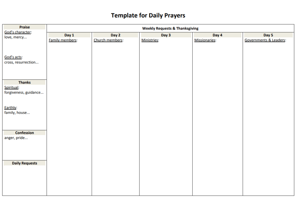 Preview of Daily and Weekly Prayer Planner PDF