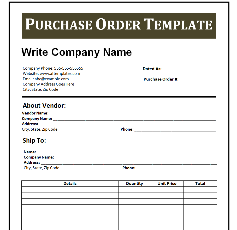 Preview of Corporate Purchase Order Template in Word