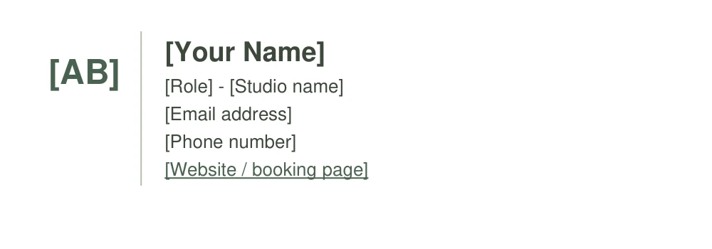 Preview of Studio Contact Email Signature