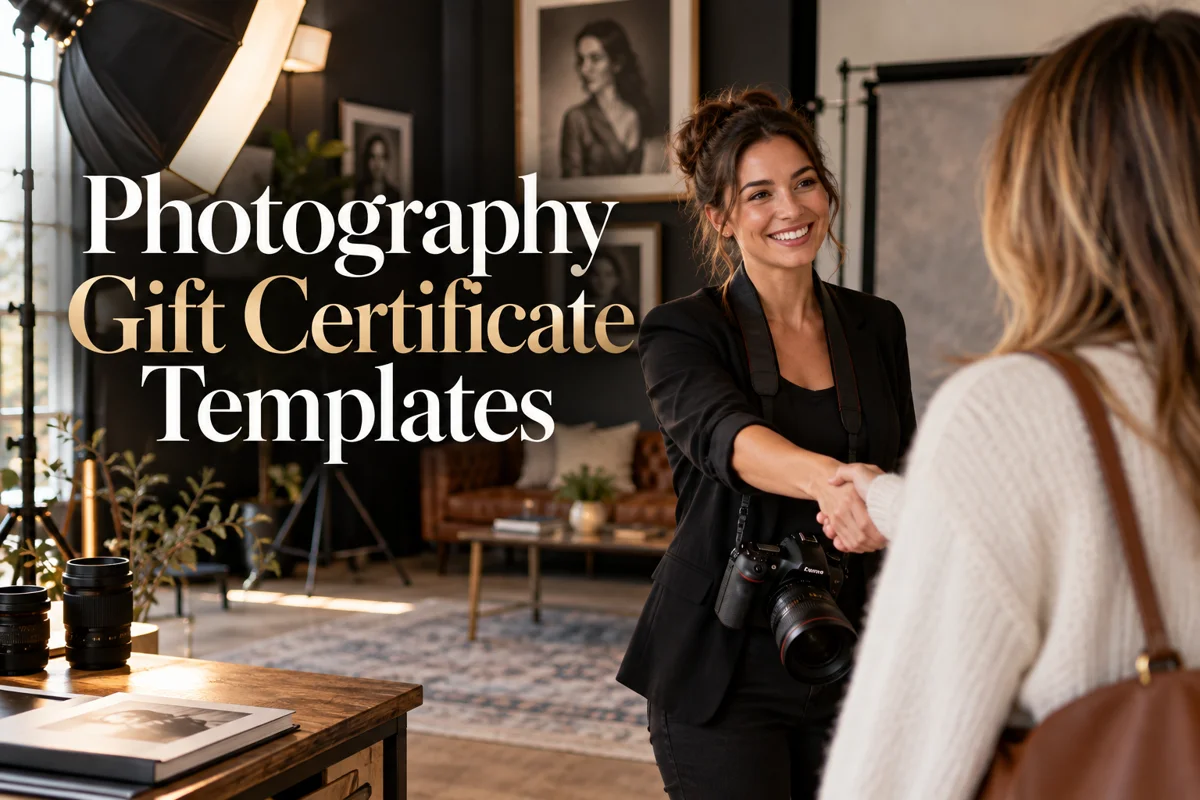 Photographer welcoming a portrait studio client