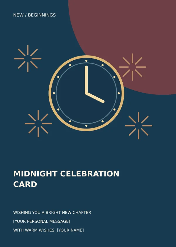 Midnight Celebration Card new year card template preview