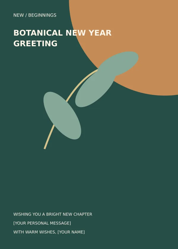 Botanical New Year Greeting new year card template preview
