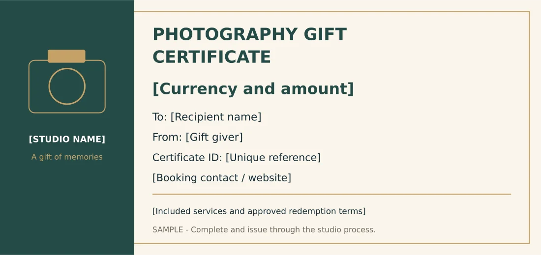 Preview of Photography Value Gift Certificate