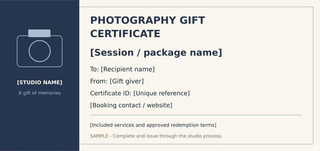 Preview of Photography Session Gift Certificate