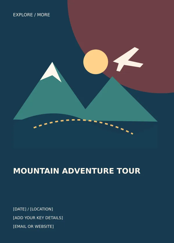 Mountain Adventure Tour travel flyer template preview